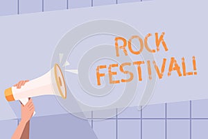 Handwriting text writing Rock Festival. Concept meaning Largescale rock music concert featuring heavy metals genre Human photo