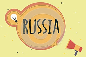 Handwriting text writing Russia. Concept meaning worlds largest nation borders European Asian countries and oceans
