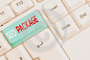 Handwriting text writing Seo Package. Concept meaning practice of search engine optimization increase amount visitors