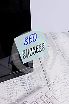 Handwriting text writing Seo Success. Concept meaning accomplishment or achievement of increasing traffic to a website Notation