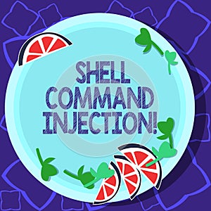 Handwriting text writing Shell Comanalysisd Injection. Concept meaning used by hackers to execute system comanalysisds on server