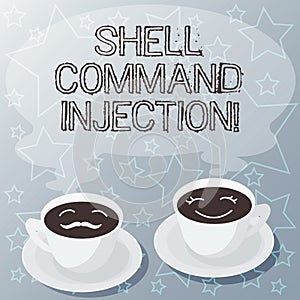 Handwriting text writing Shell Comanalysisd Injection. Concept meaning used by hackers to execute system comanalysisds