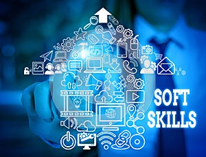 Handwriting text writing Soft Skills. Concept meaning demonstratingal attribute enable interact effectively with other photo