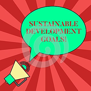 Handwriting text writing Sustainable Development Goals. Concept meaning Unite Nations Global vision for huanalysisity