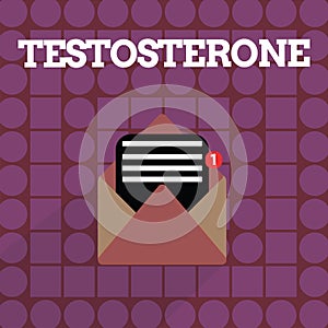 Handwriting text writing Testosterone. Concept meaning Hormone development of male secondary sexual characteristics