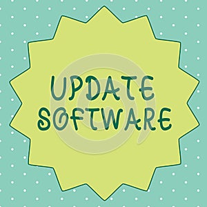 Handwriting text writing Update Software. Concept meaning replacing program with a newer version of same product