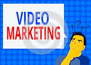 Handwriting text writing Video Marketing. Concept meaning using videos to promote and market your product or service Man