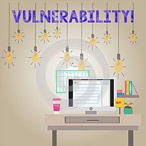 Handwriting text writing Vulnerability. Concept meaning Information susceptibility systems bug exploitation attacker