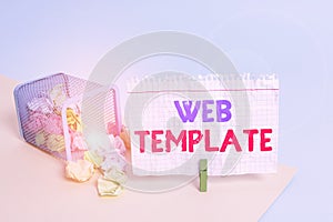 Handwriting text writing Web Template. Concept meaning predesigned or plug in webpage or set of HTML webpages Trash bin crumpled