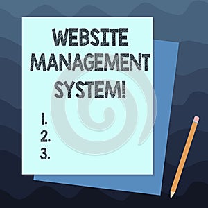 Handwriting text writing Website Management System. Concept meaning way to analysisage digital information on a website Stack of photo
