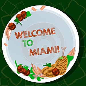 Handwriting text writing Welcome To Miami. Concept meaning Arriving to Florida sunny city summer beach vacation Hand