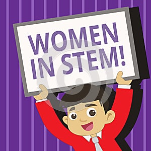 Handwriting text writing Women In Stem. Concept meaning Science Technology Engineering Mathematics Scientist Research