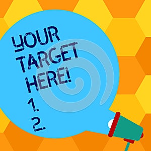 Handwriting text writing Your Target Here. Concept meaning Be focused on your goal objectives Strategy to succeed Blank