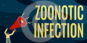 Handwriting text Zoonotic Infection. Business concept Zoonotic Infection Illustration Of A Man Pointing Away Holding