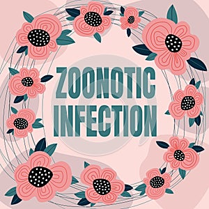 Handwriting text Zoonotic Infection. Business showcase Zoonotic Infection Text Frame Surrounded With Assorted Flowers