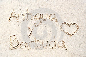 Handwriting words `Antigua y barbuda`