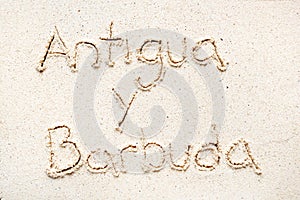 Handwriting words `Antigua y barbuda`