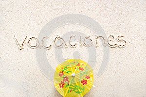 Handwriting words `Vacaciones` in spanish photo