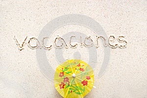 Handwriting words `Vacaciones` in spanish