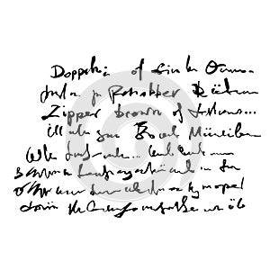 Handwritten abstract text illustration, vector monochrome script background