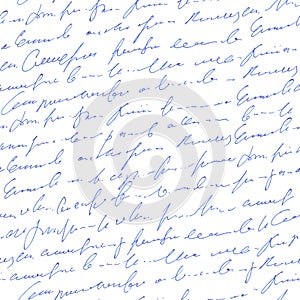 Handwritten abstract text seamless pattern,  cursive script background