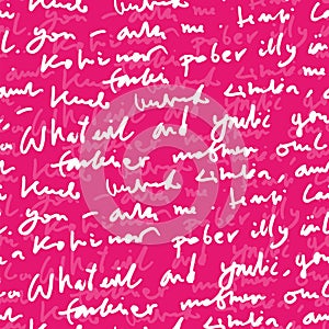 Handwritten abstract text seamless pattern, vector script background