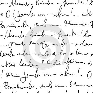 Handwritten abstract text vector seamless pattern, vector monochrome script