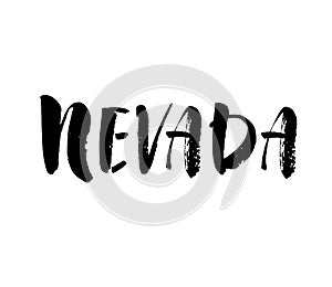 Handwritten american state name Nevada. Calligraphic element for your design. Modern brush calligraphy. Vector