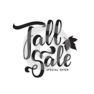 Handwritten brush lettering of Fall Sale. Discount special offer.