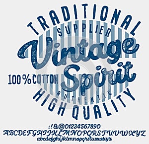 Handwritten calligraphic alphabet for t-shirt or apparel
