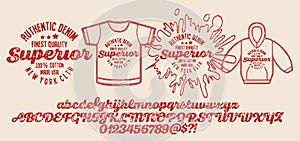 Handwritten calligraphic alphabet for t-shirt or apparel photo