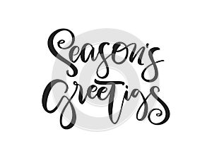 Handwritten calligraphic brush type lettering of Seasons Greetings
