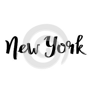 Handwritten city name. New York calligraphic word.