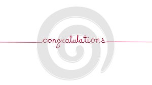 Handwritten CONGRATULATIONS text sign. Line separator, alpha channel