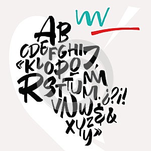 Handwritten font. Script. Latin calligraphic set