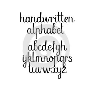 Handwritten font. Vector ABC. Modern Calligraphy alphabet. Hand Lettering.