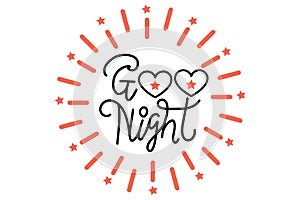 Handwritten Good Night Text Vector illustration