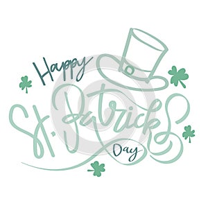 Handwritten of Happy St. Patrick\'s Day on white background