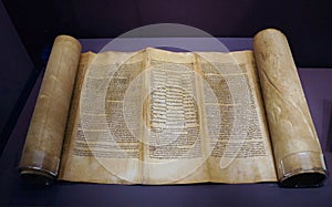 Handwritten Hebrew Torah scroll