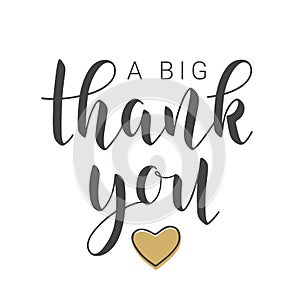 Handwritten Lettering of A Big Thank You. Vector Illustration