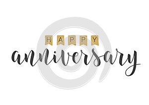 Handwritten Lettering of Happy Anniversary. Vector Illustration