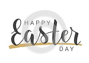 Handwritten Lettering of Happy Easter Day. Vector Illustration