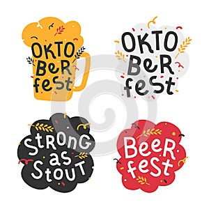 Handwritten lettering for oktoberfest. Good for poster, sticker or t-shirt print for caft beer festifal. Strong as stout quote wit