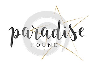 Handwritten Lettering of Paradise Found. Vector Stock Illustration