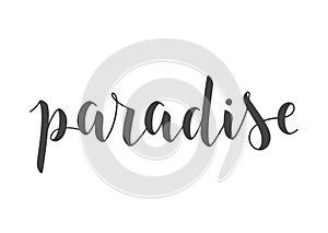 Handwritten Lettering of Paradise. Vector Stock Illustration