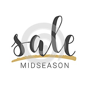 Handwritten Lettering of Sale Midseason. Vector Illustration