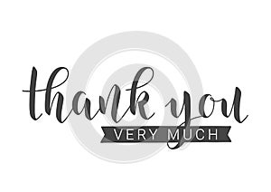 Handwritten Lettering of Thank You Very Much. Vector Stock Illustration