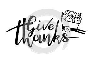 Handwritten lettering for Thanksgiving Day. Vector