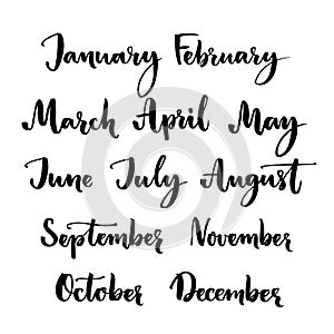 Handwritten months of the year: January, February, March, April, May, June, July, August, September, October, November