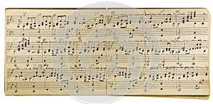 Handwritten sheets old music paper book manuscript sheet written song antique photo